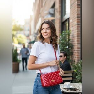 Gorgeous, brand new in duster red leather Zamponi crossbody purse